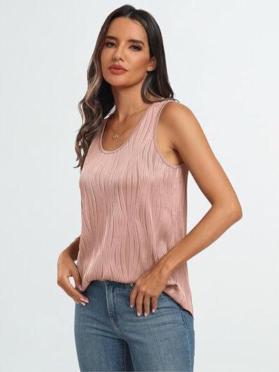 Round Neck Wide Strap Tank - Clothes For Her Online Store