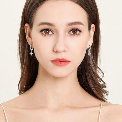925 Sterling Silver Moissanite Hoop Drop Earrings - Clothes For Her Online Store