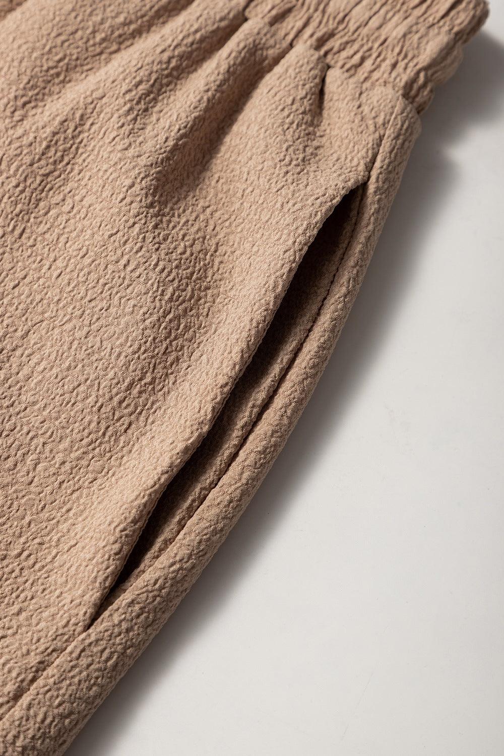 Textured Tiered Edge High Waist Shorts - Clothes For Her Online Store
