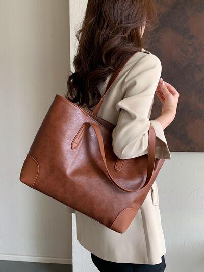 PU Leather Medium Tote Bag - Clothes For Her Online Store