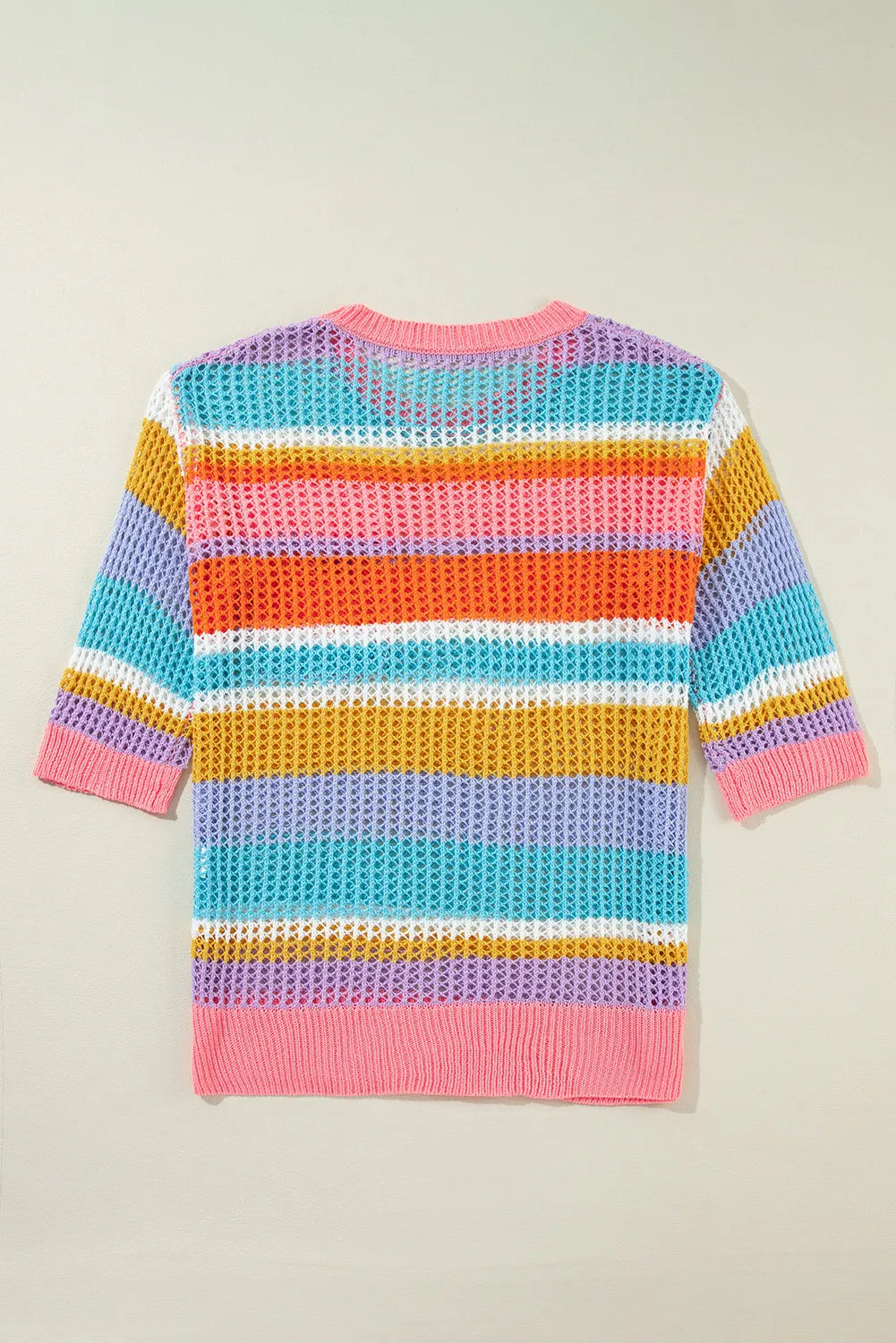 Openwork Round Neck Dropped Shoulder Knit Cover-Up