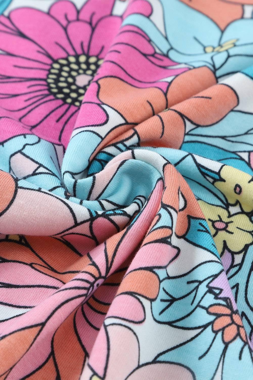 Floral Round Neck Sleeveless Dress - Clothes For Her Online Store