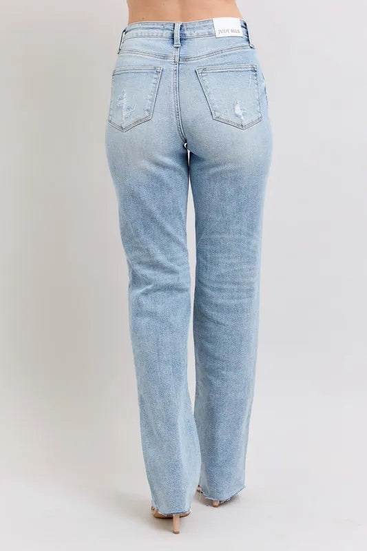 Judy Blue Full Size Midi Rise Light Wash Dad Jeans Plus Size