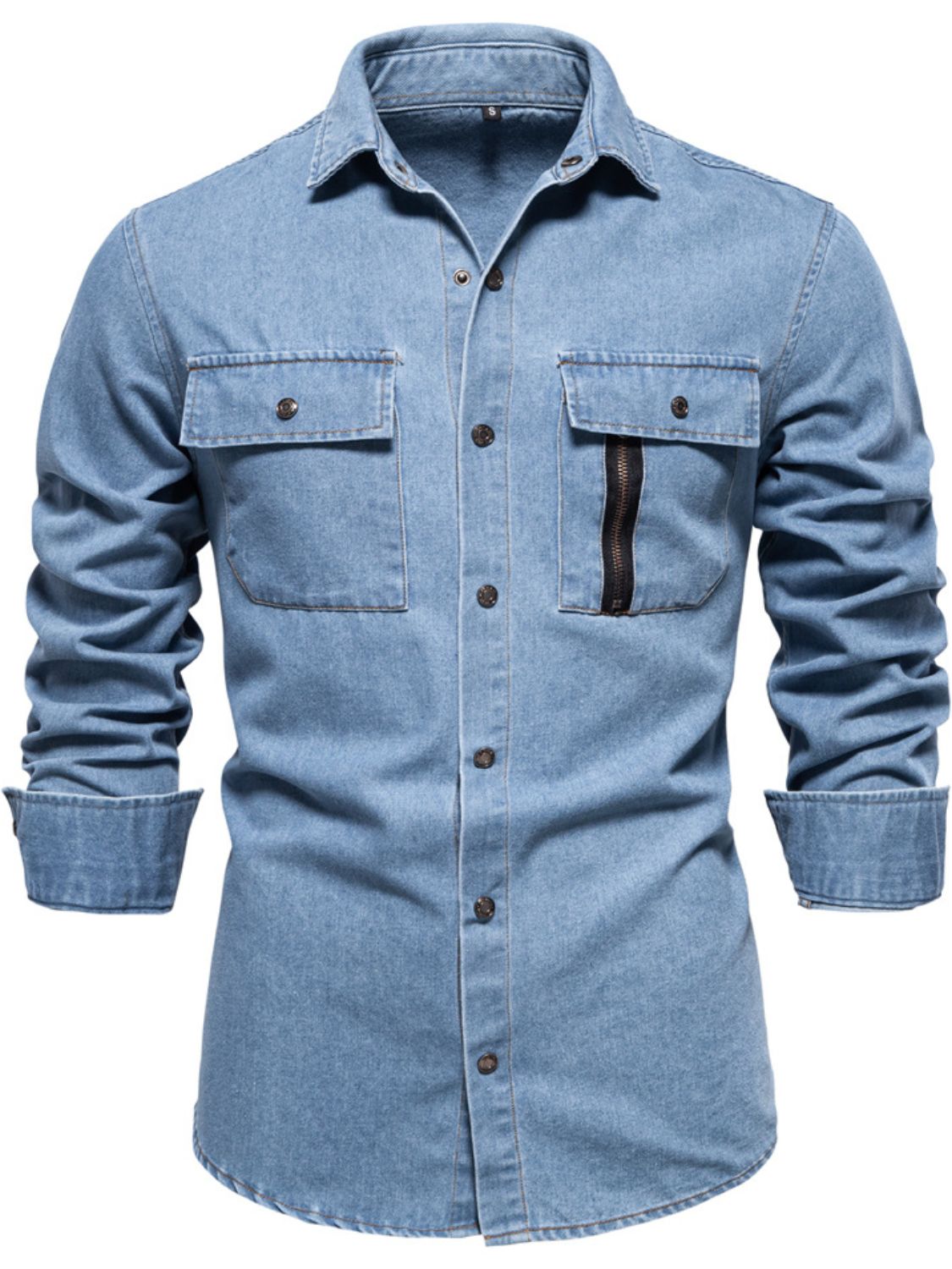 Men's Snap Down Long Sleeve Denim Shirt - Clothes For Her Online Store
