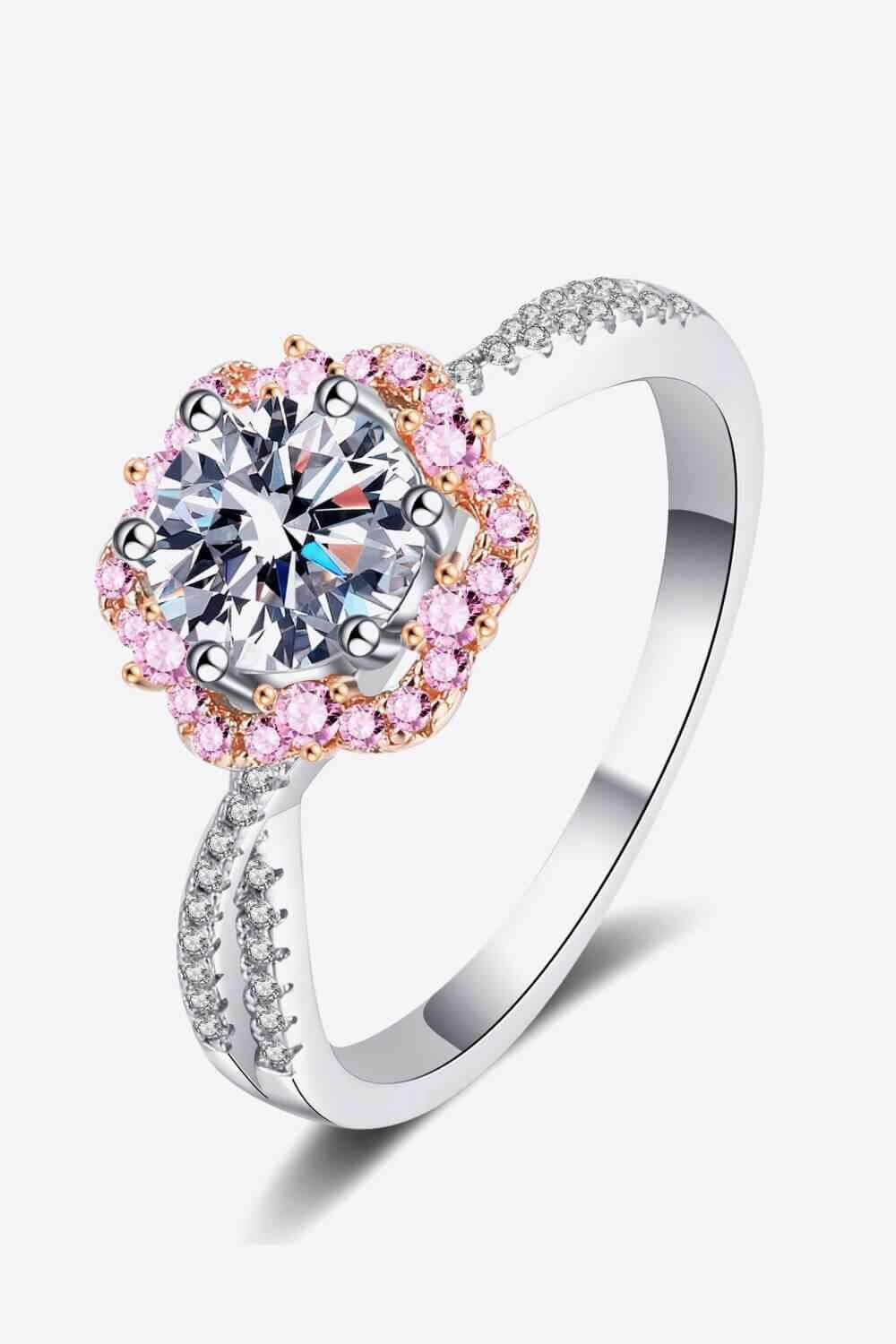 1 Carat Moissanite Flower-Shaped Crisscross Ring - Clothes For Her Online Store