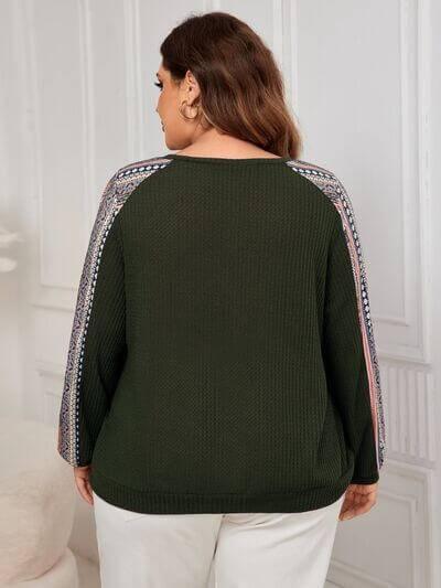 Honey Plus Size Printed Long Sleeve Sweatshirt - Clothes For Her Online Store