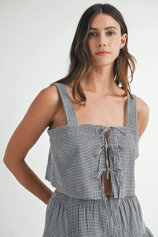 MABLE Gingham Plaid Crop Top and Mini Skirt Set