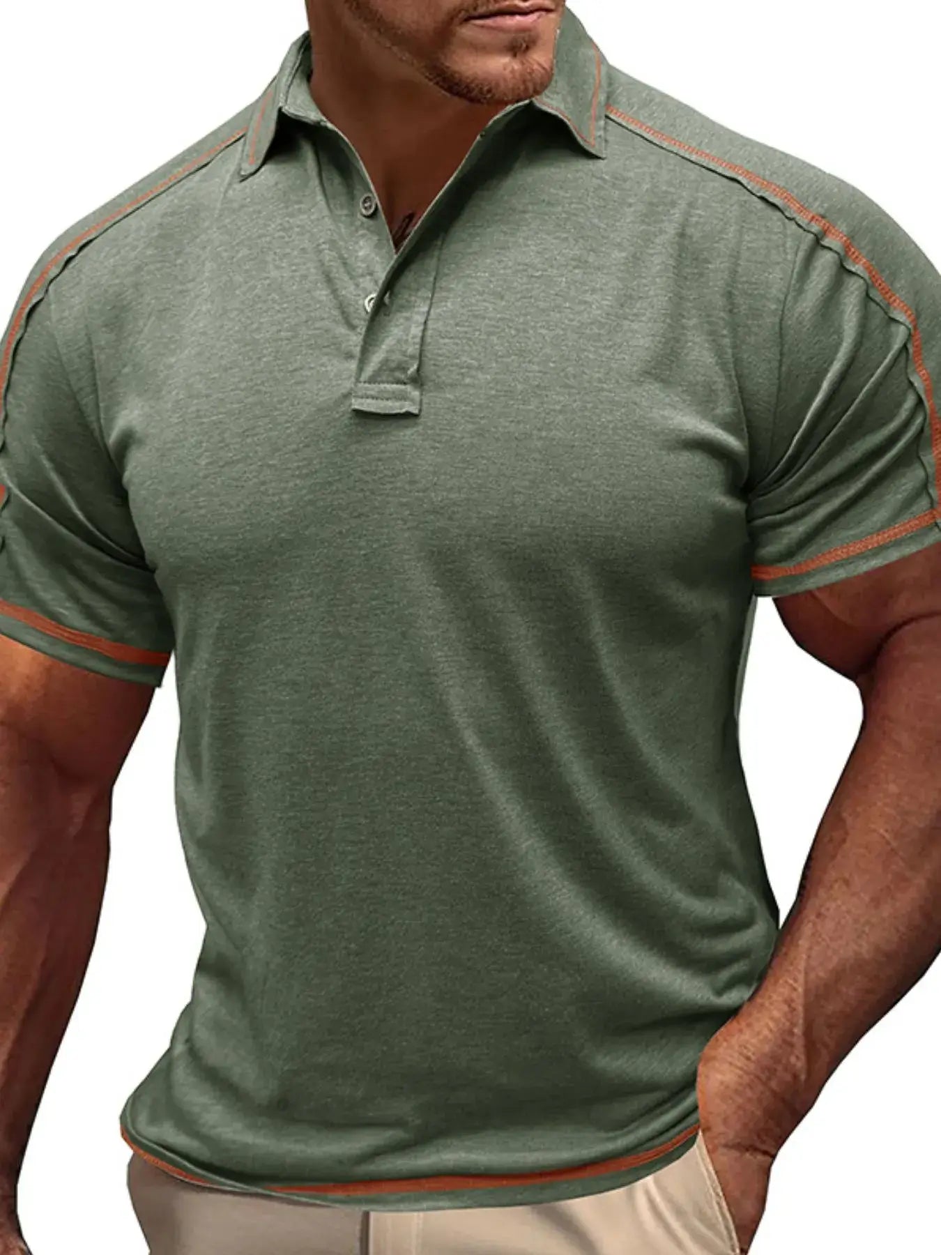 Men's Collared Neck Polo Shirt with Contrast Piping