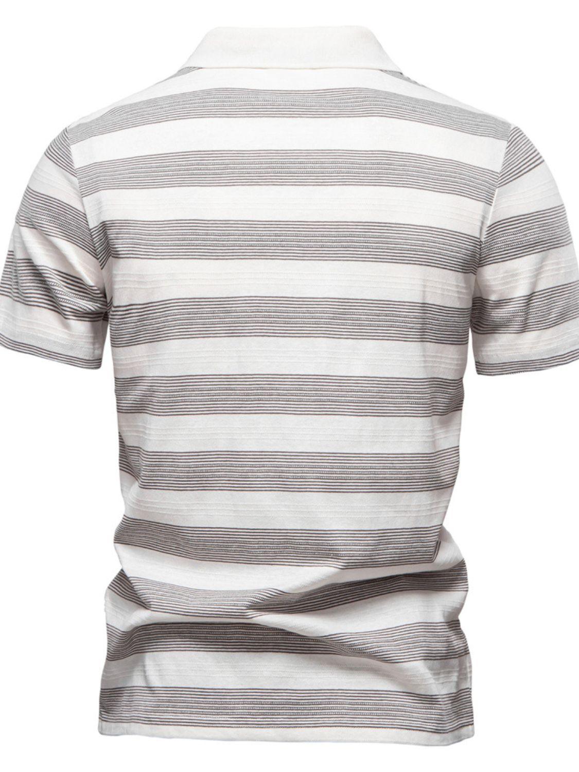 Men's Contrast Striped Short Sleeve Polo - Clothes For Her Online Store