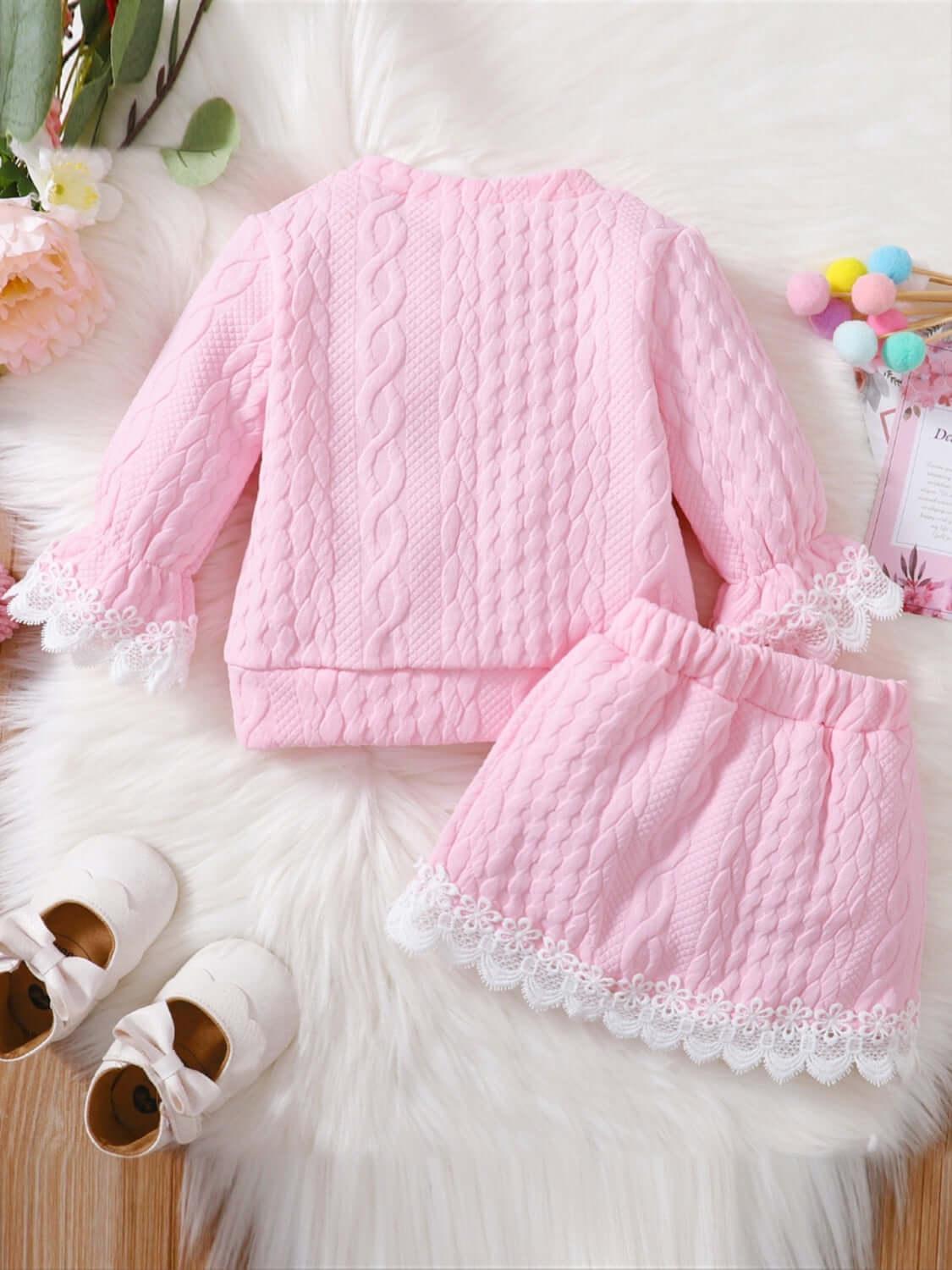 Children's Lace Detail Top and Skirt Set - Clothes For Her Online Store