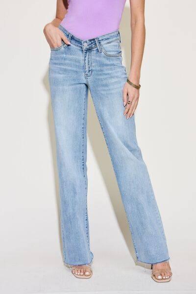 Judy Blue Full Size V Front Waistband Straight Jeans - Clothes For Her Online Store