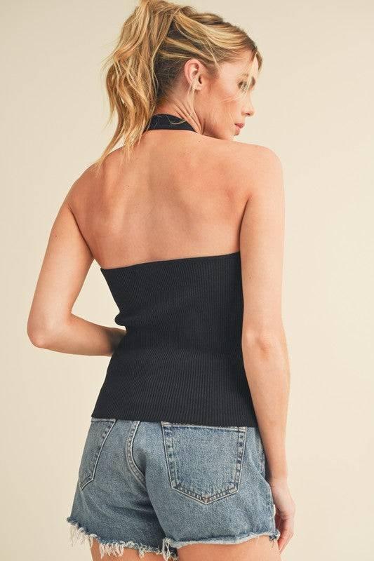 Aemi + Co Ribbed Halter Neck Cami - Clothes For Her Online Store