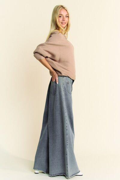 Davi & Dani Round Neck Batwing Sleeve Sweater - Clothes For Her Online Store