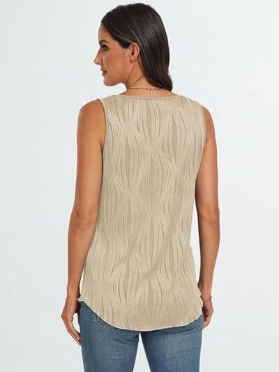 Round Neck Wide Strap Tank - Clothes For Her Online Store