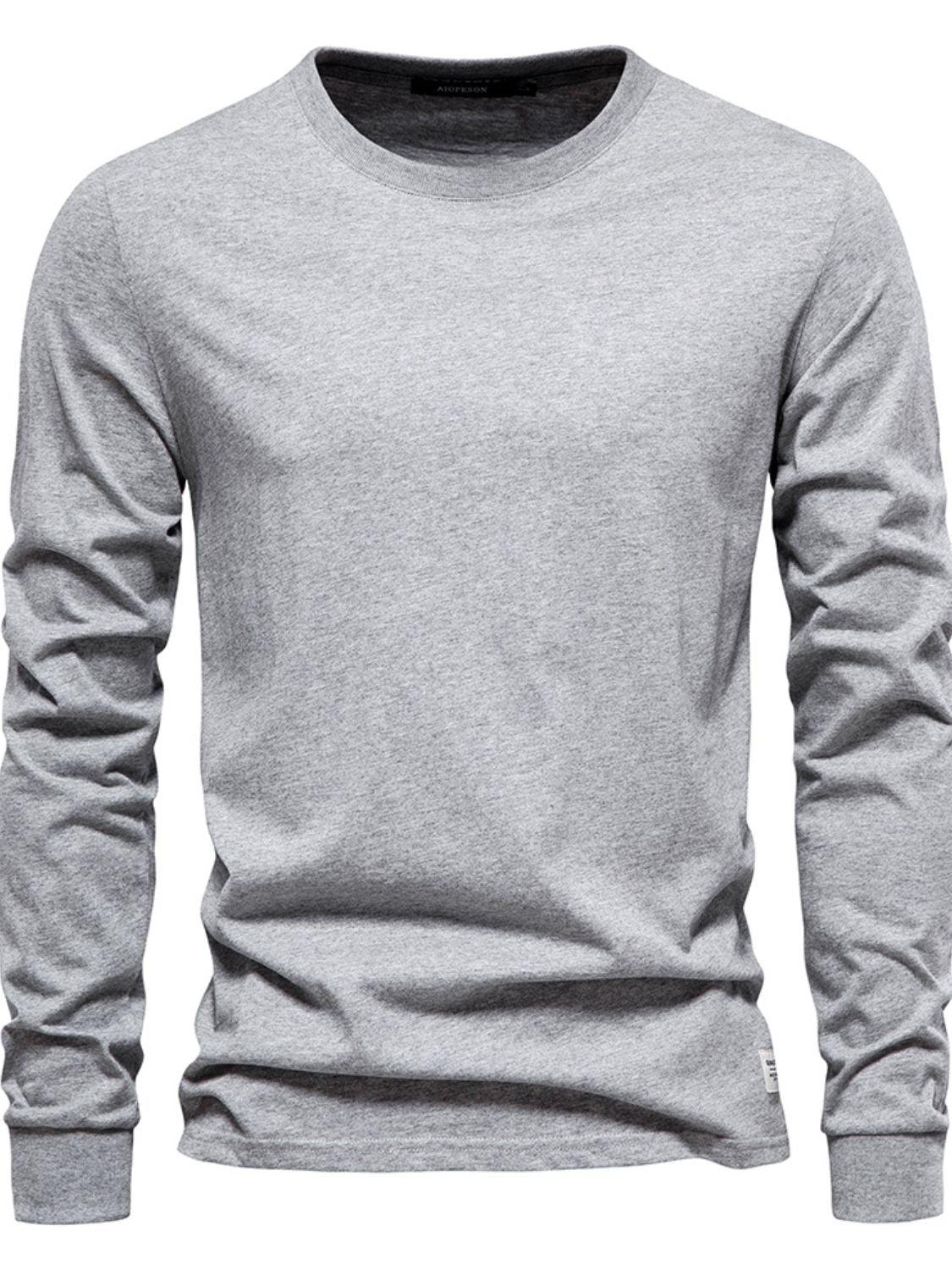 Men's Full Size Round Neck Long Sleeve T-Shirt Plus Size - Clothes For Her Online Store