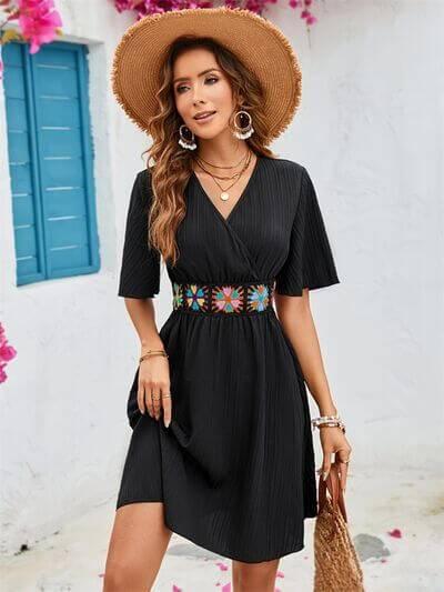 Surplice Flutter Sleeve Mini Dress - Clothes For Her Online Store