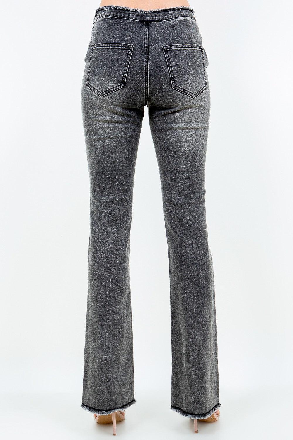 American Bazi V-Cut Ruched Flare Pants - Clothes For Her Online Store