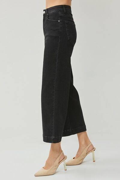 RISEN High Rise Wide Leg Ankle Jeans - Clothes For Her Online Store