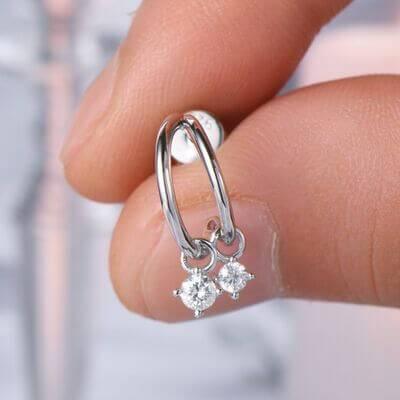 925 Sterling Silver Moissanite C-Hoop Earrings - Clothes For Her Online Store