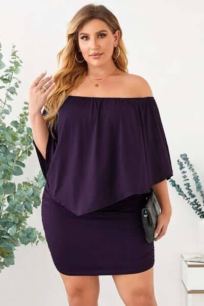 Full Size Off-Shoulder Half Sleeve Dress - Clothes For Her Online Store