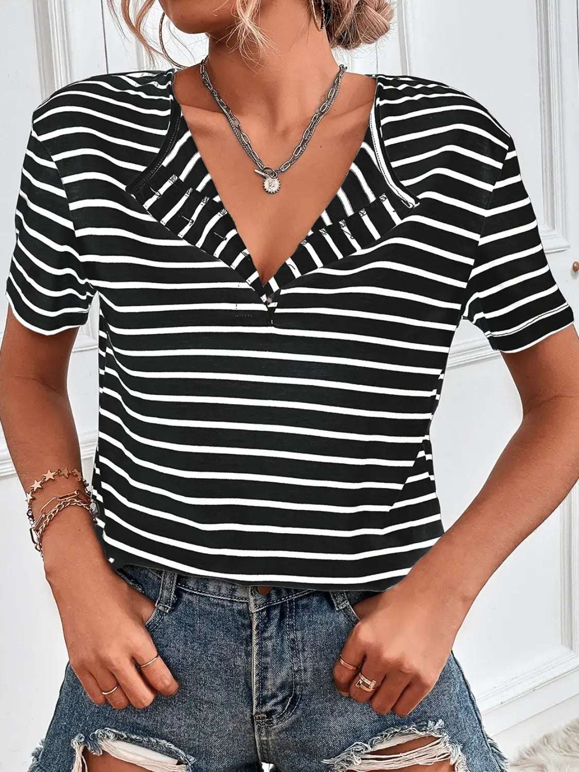Striped Short Sleeve Top