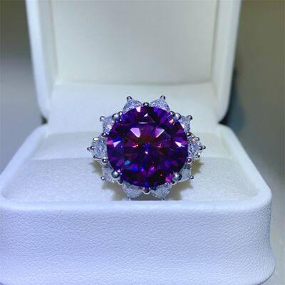 10 Carat Moissanite 925 Sterling Silver Flower Shape Ring - Clothes For Her Online Store