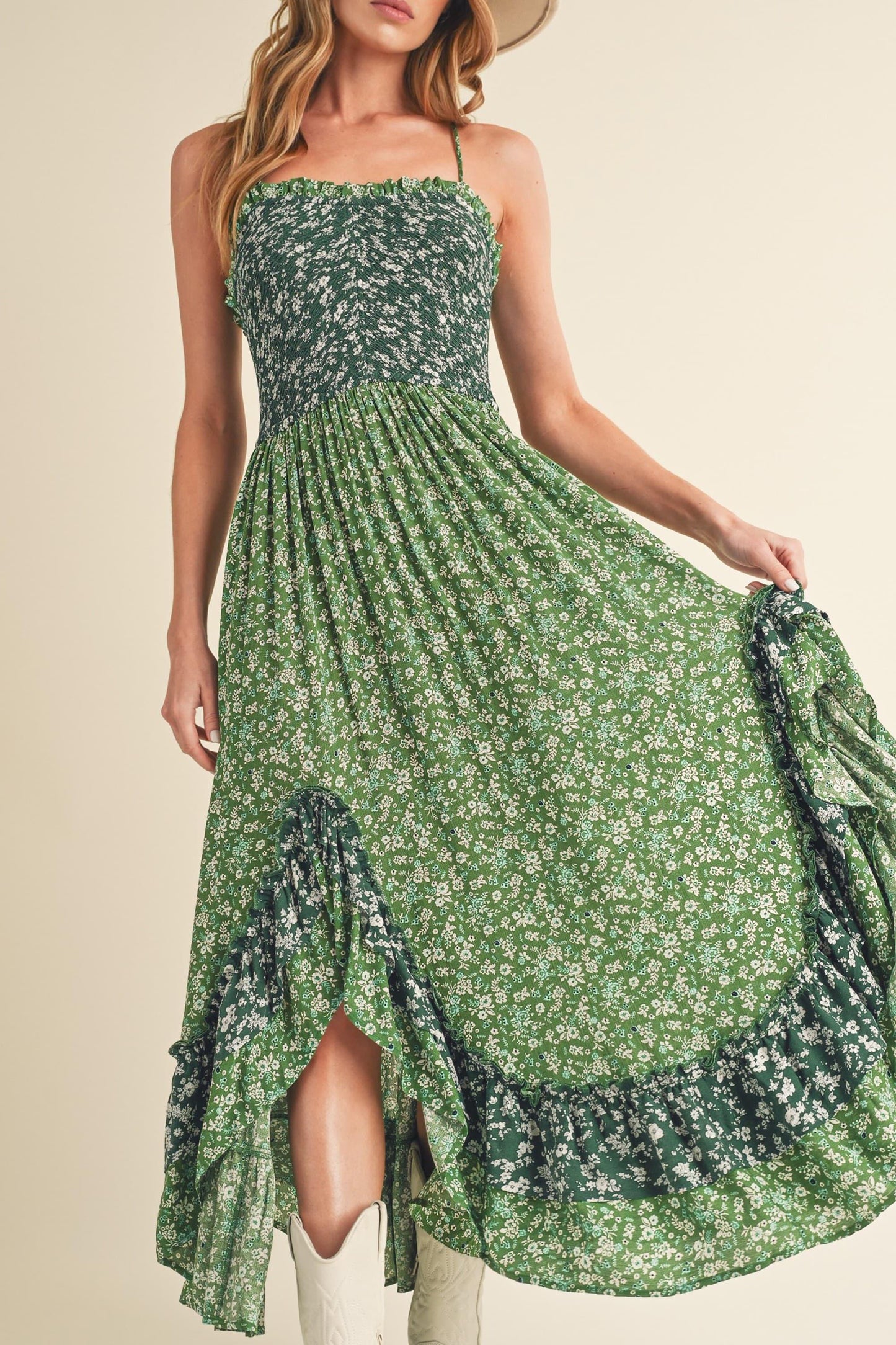 Aemi + Co Ditsy Floral Ruffled Hem Maxi Cami Dress - Clothes For Her Online Store