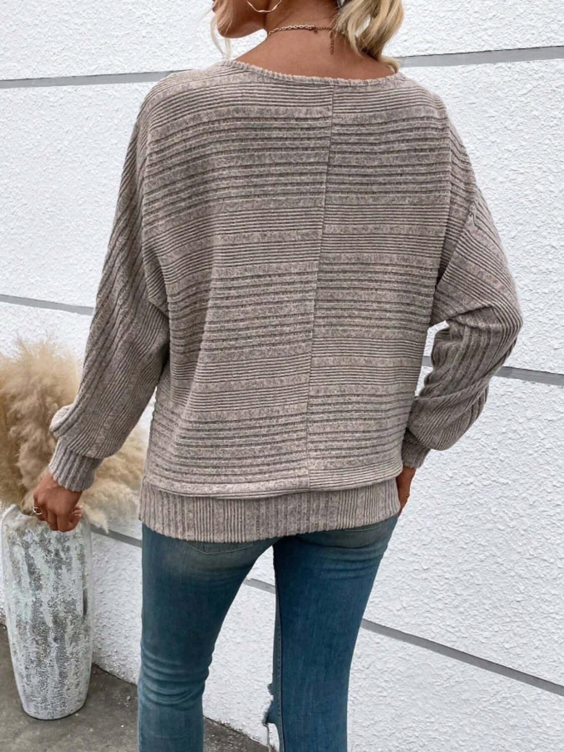 Full Size Round Neck Long Sleeve Top - Clothes For Her Online Store