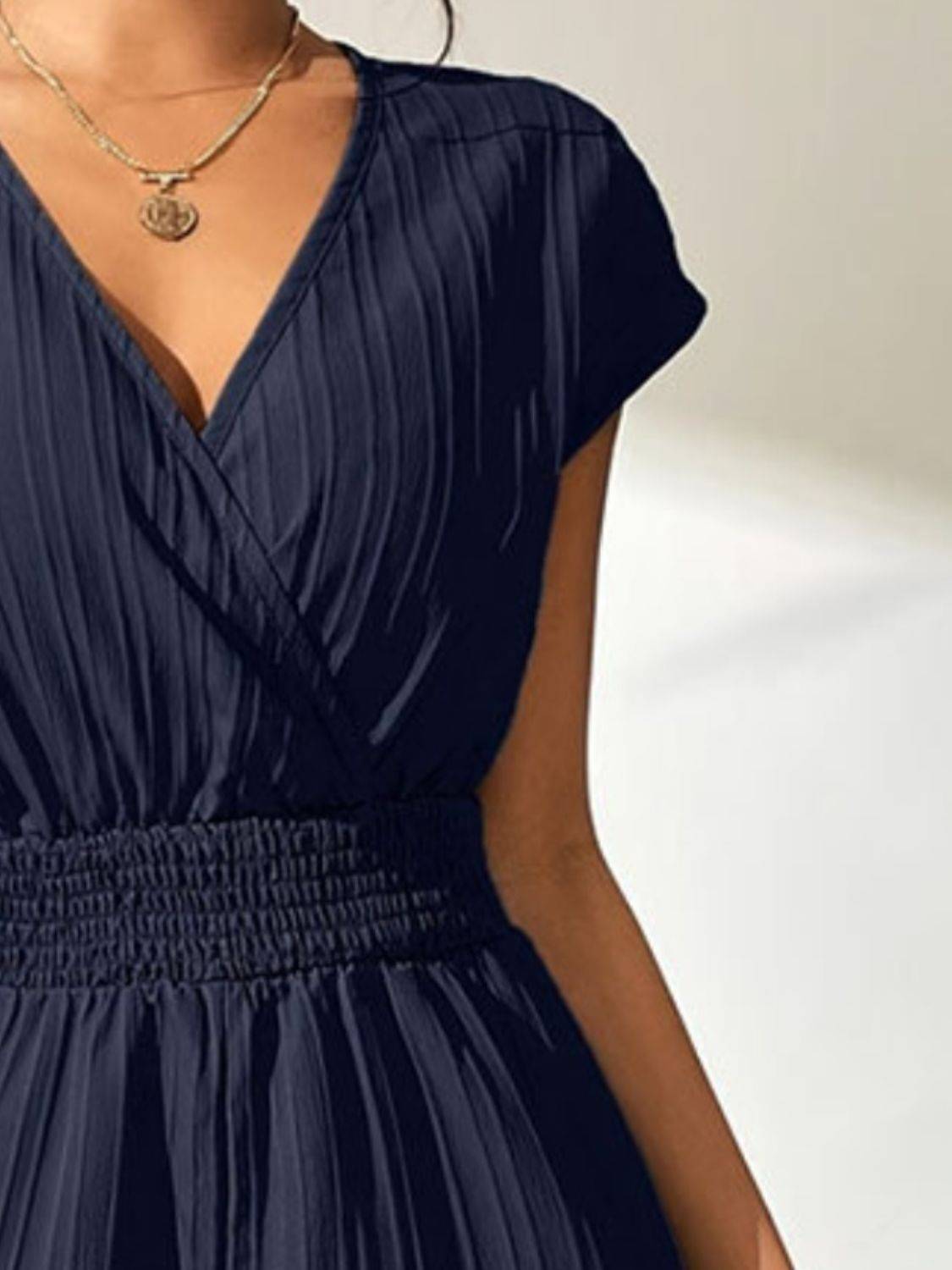 Tied Surplice Short Sleeve Romper - Clothes For Her Online Store