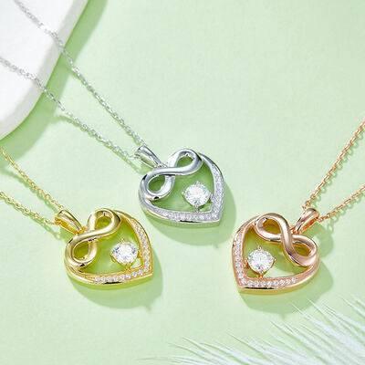 Moissanite 925 Sterling Silver Heart Necklace - Clothes For Her Online Store