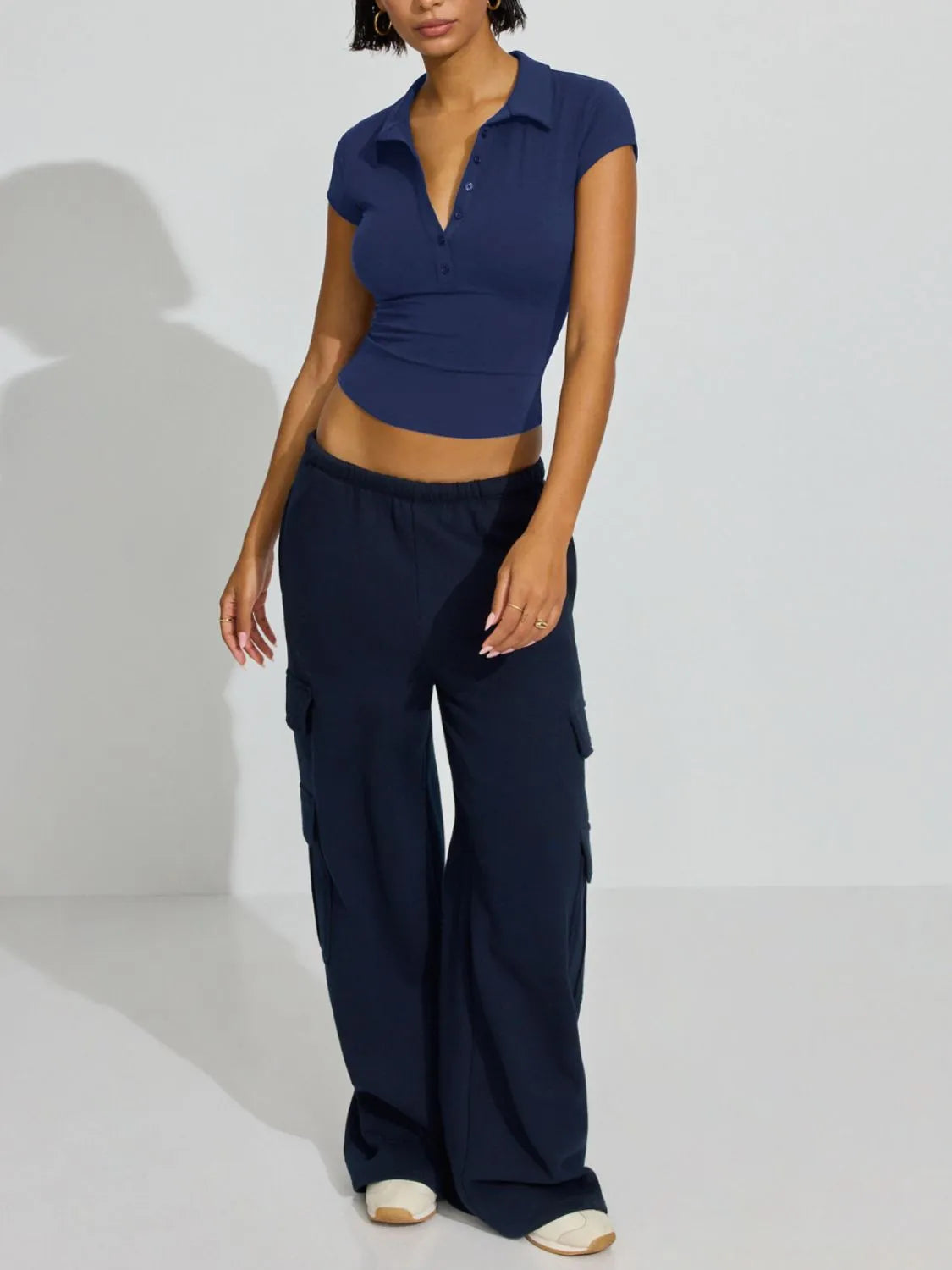 Collared Neck Short Sleeve Top