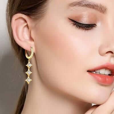 Moissanite 925 Sterling Silver Geometric Shape Earrings - Clothes For Her Online Store