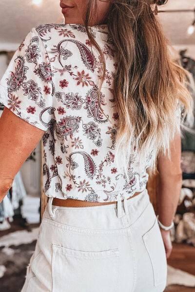Paisley Mock Neck T Shirt - Clothes For Her Online Store