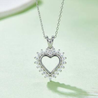 Moissanite 925 Sterling Silver Heart Pendant Necklace - Clothes For Her Online Store