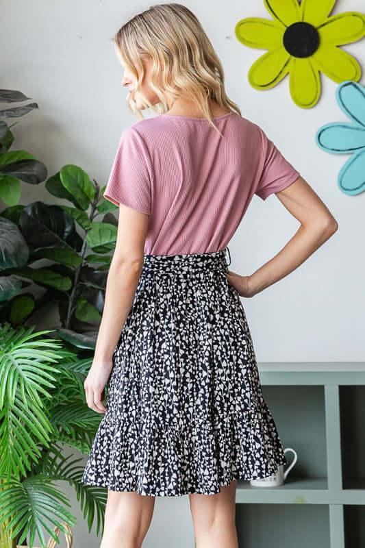 Heimish Full Size Short Sleeve Solid And Animal Print Mini Dress Plus Size - Clothes For Her Online Store
