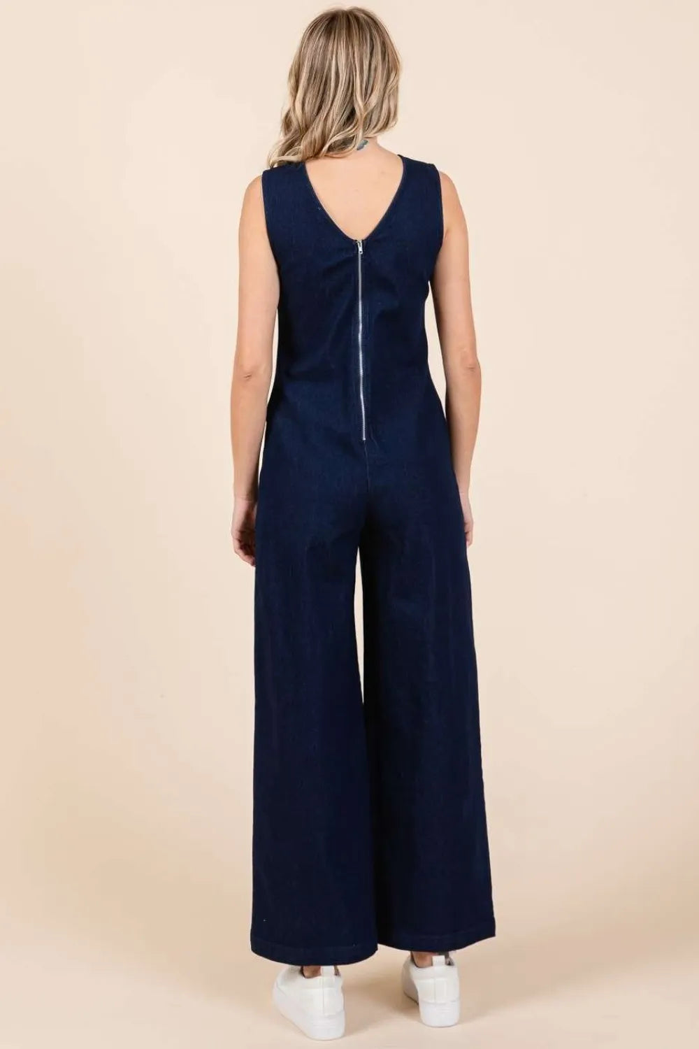 Mittoshop Sleeveless Wide Leg Denim Jumpsuit - Clothes For Her Online Store