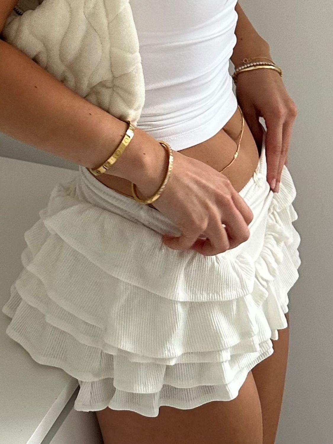 Devine Ruched Layered Mini Skirt - Clothes For Her Online Store