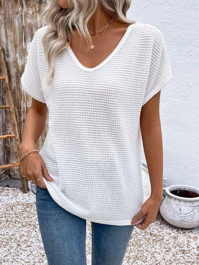 Lace Detail Round Neck Short Sleeve T-Shirt - Clothes For Her Online Store