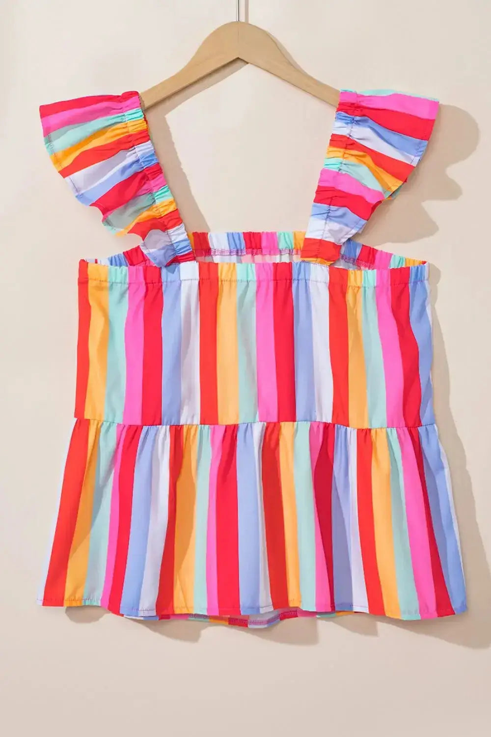 Stripe Ruffled Straps Babydoll Cami - Clothes For Her Online Store