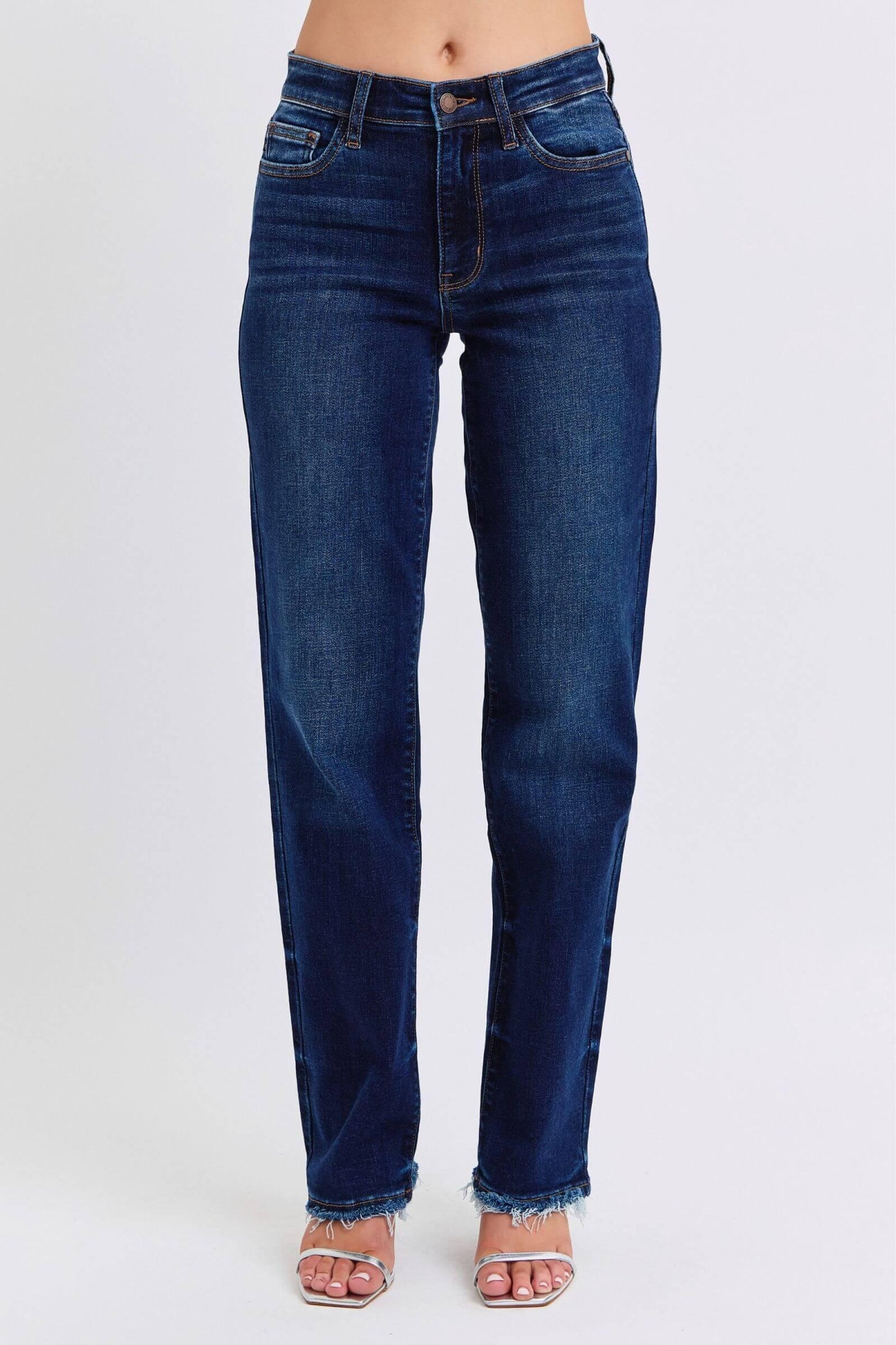 Judy Blue Full Size Raw Hem Straight Leg Jeans - Clothes For Her Online Store