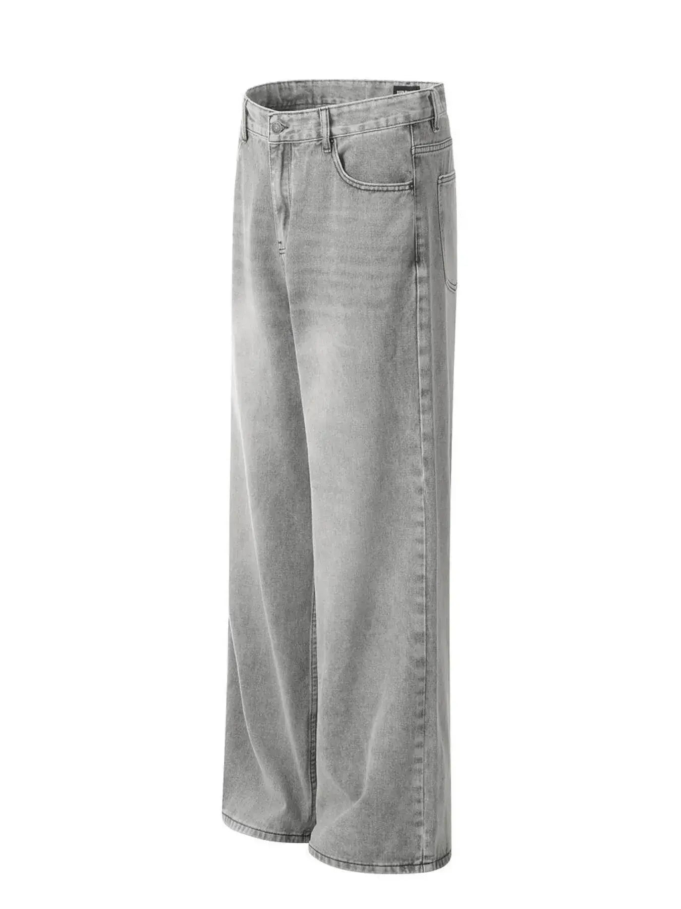Men's High-Rise Wide Leg Washed Jeans