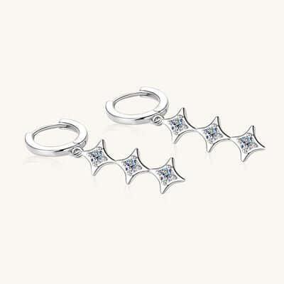 Moissanite 925 Sterling Silver Geometric Shape Earrings - Clothes For Her Online Store