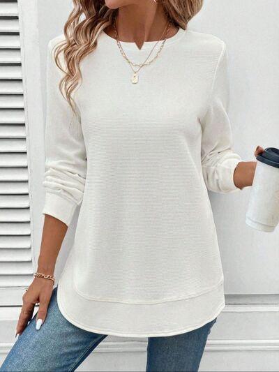Round Neck Long Sleeve T-Shirt - Clothes For Her Online Store