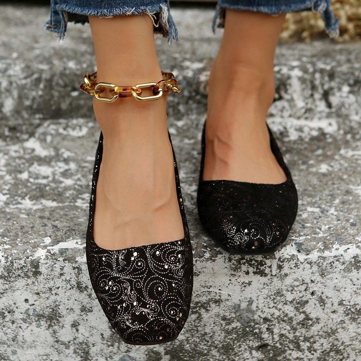 Square Toe Flat Slip-Ons - Clothes For Her Online Store