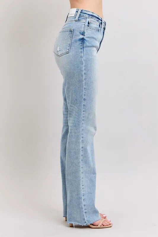 Judy Blue Full Size Midi Rise Light Wash Dad Jeans Plus Size