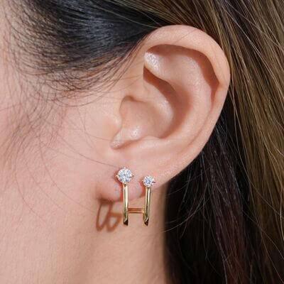 Moissanite 925 Sterling Silver C-Hoop Earrings - Clothes For Her Online Store