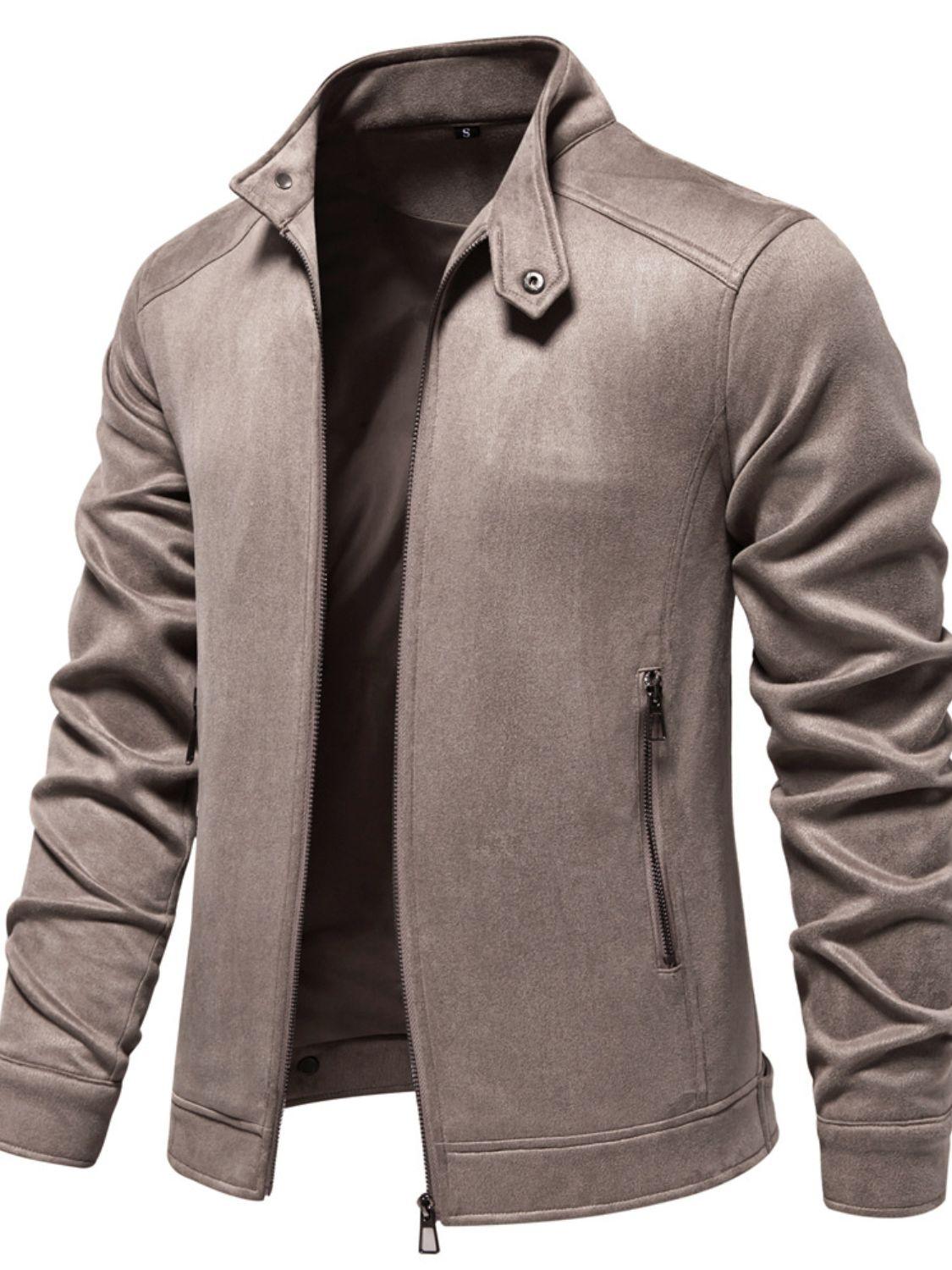 Men's Zip Up Long Sleeve Biker Jacket - Clothes For Her Online Store