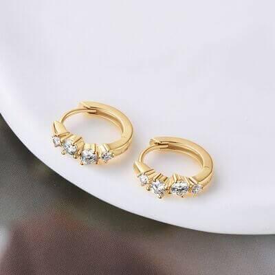 925 Sterling Silver Moissanite Huggie Earrings - Clothes For Her Online Store