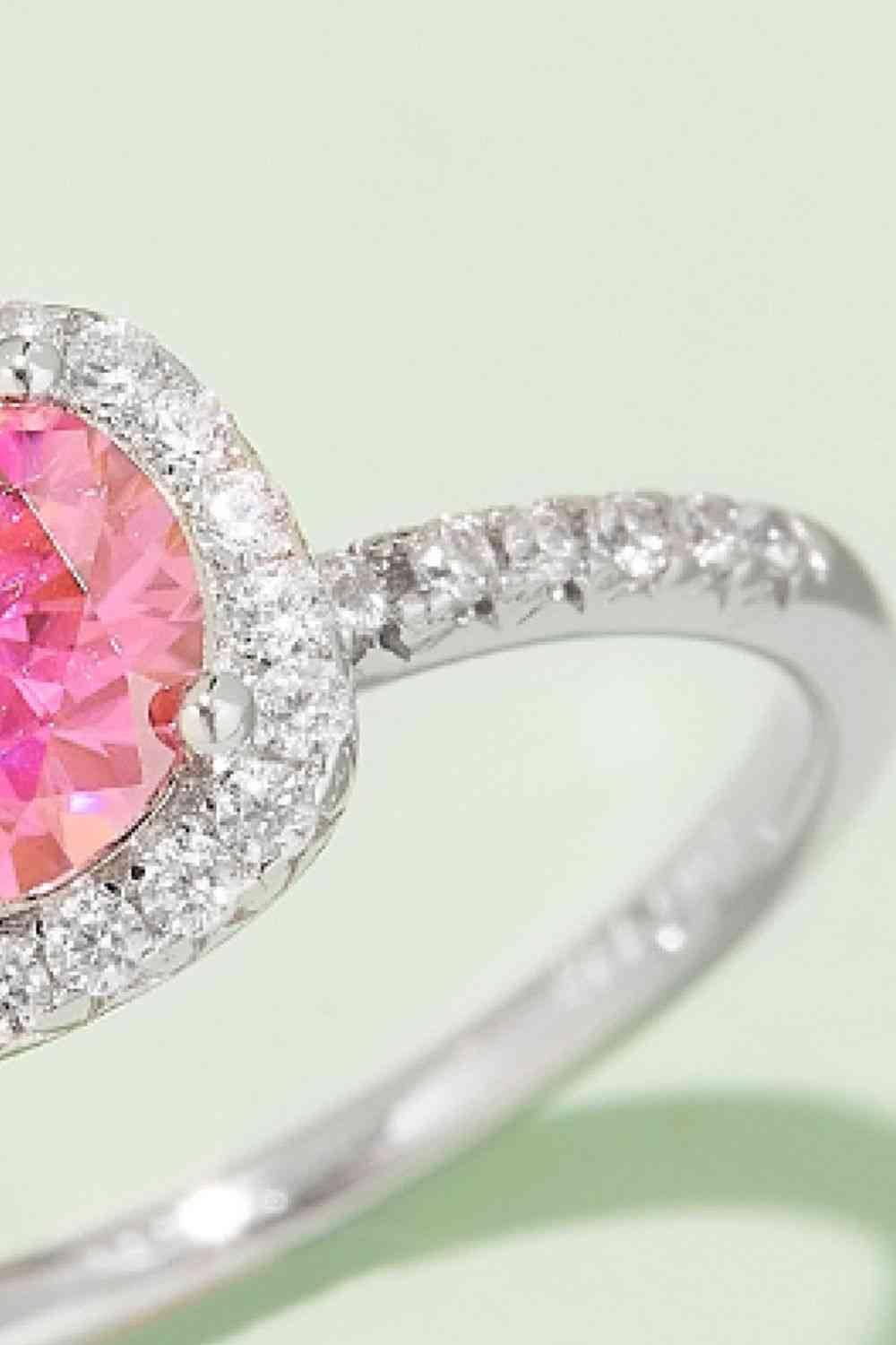 Adored 1 Carat Moissanite 925 Sterling Silver Halo Ring - Clothes For Her Online Store