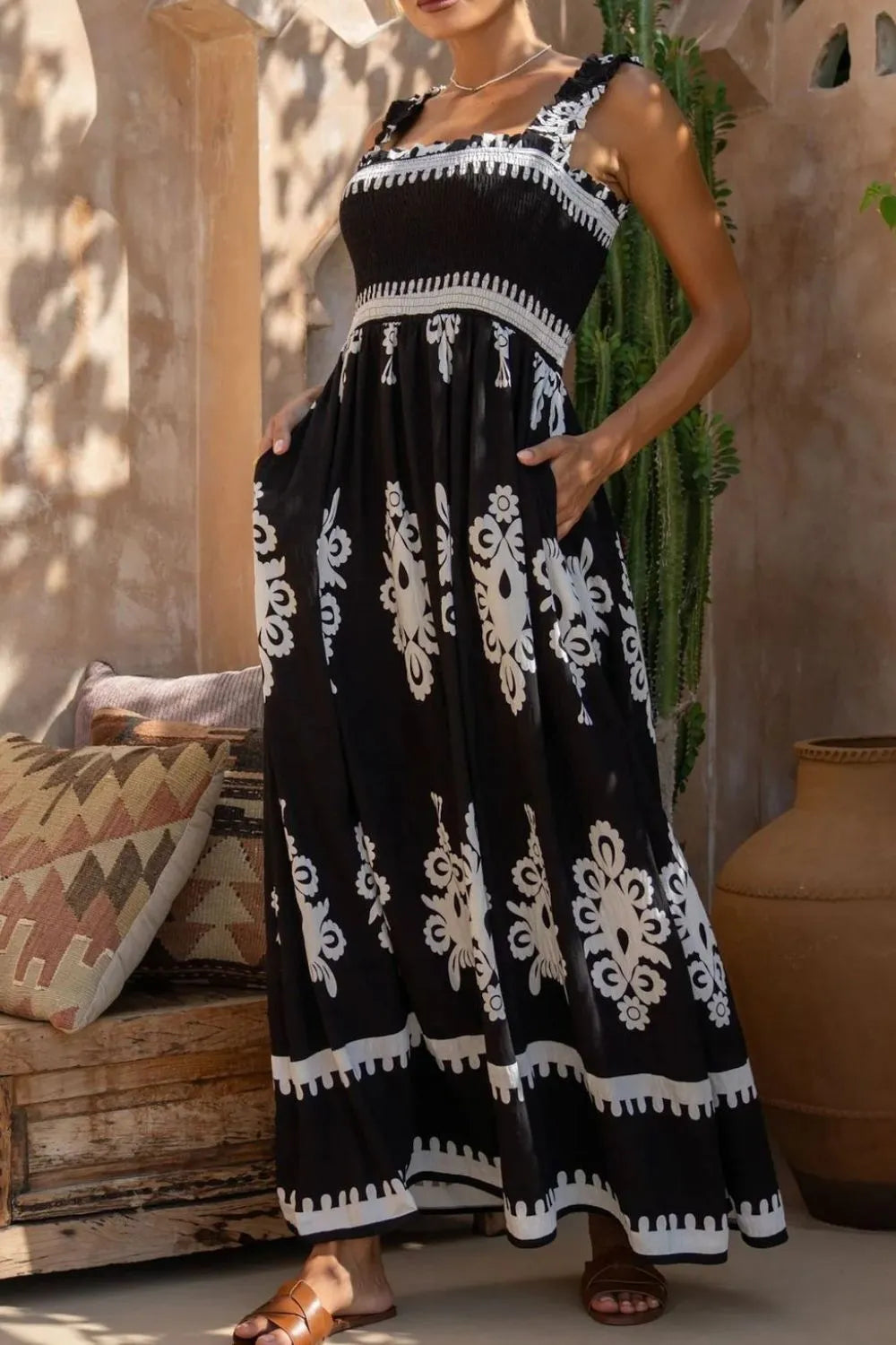 Printed Square Neck Cami Dress